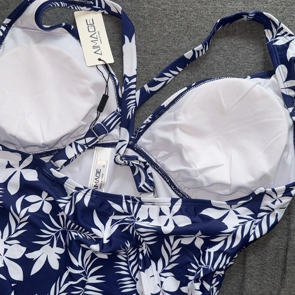 Swim bathing suit one piece swimwear XL NeW removalable padding crisscross - Picture 4 of 6